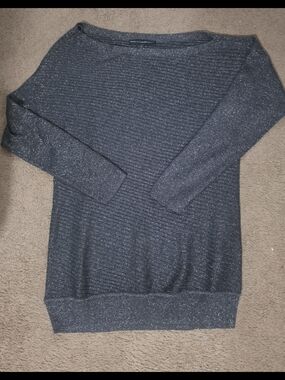 White House Black Market  Sparkle Ribbed Tunic Sweater- Charcoal